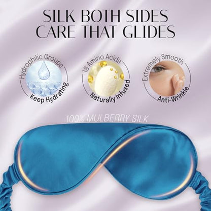 OLESILK 100% Mulberry Silk Sleep Mask for Women - Zero-Pressure Blackout - color: Royal Blue