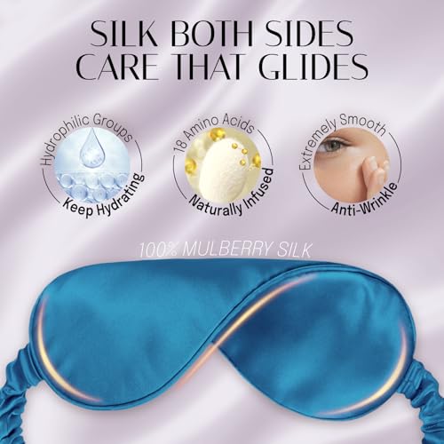 OLESILK 100% Mulberry Silk Sleep Mask for Women - Zero-Pressure Blackout - color: Royal Blue