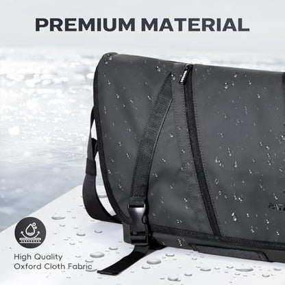 Large Messenger Bag Crossbody Laptop, Black - color: Dark Black