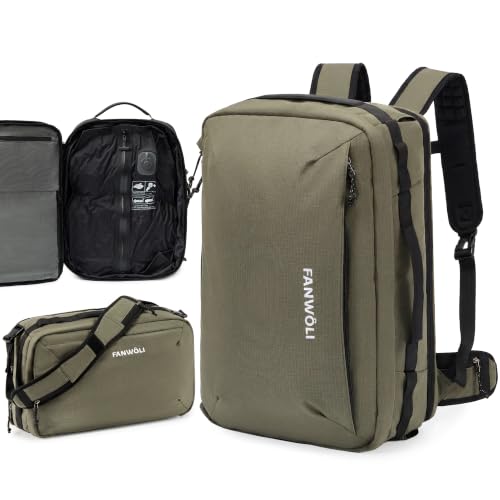 Fanwoli Vacuum Travel Backpack with Built-In Pump, Work-to-Gym | Wet/Dry Pocket | Shoe Compartment | 17" Laptop Storage | Office-Friendly 30L Carry-On - color: Green
