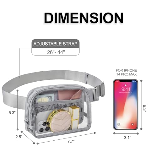 Clear Fanny Pack Stadium Approved Samll Waist Bag - color: Grey