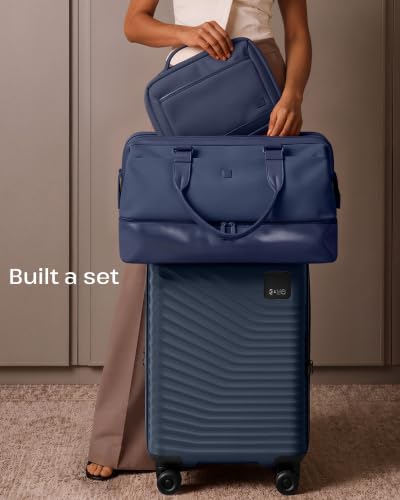 Coolife Luggage 3 Piece Set: Carry-On Suitcase, Duffel Bag, Toiletry Bag - color: Navy, size: 3-Piece Set (20''/Duffel/Toiletry Bag)