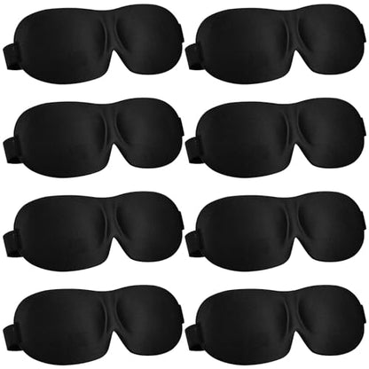 8 Pcs Sleep Mask 3D Eye Masks for Sleeping, Large, Black - color: Black, size: Large