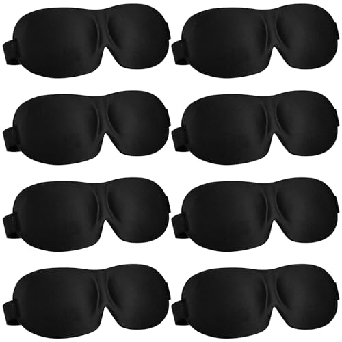 8 Pcs Sleep Mask 3D Eye Masks for Sleeping, Large, Black - color: Black, size: Large