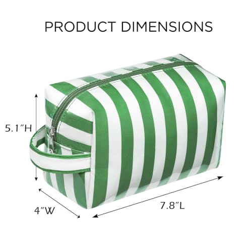 PVC Striped Clear Coated Waterproof Makeup Bag(09Green White) - color: 09Green White