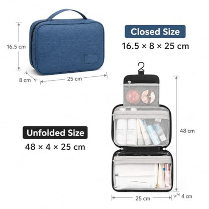 Portable Travel Toiletry Bag, Waterproof Makeup Organizer with Handle (2, Black Set) - color: Black&Navy Set