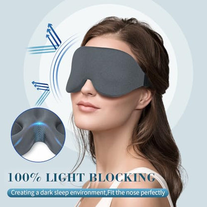 ZGGCD Sleep Mask for Side Sleeper, Light Blocking Eye Mask for Women Men | 3D Contoured Night Blindfold, Luxury Sleeping Eye Cover, Adjustable Strap, Eyeshade for Travel Nap, Flight Essentials, Grey - color: Grey