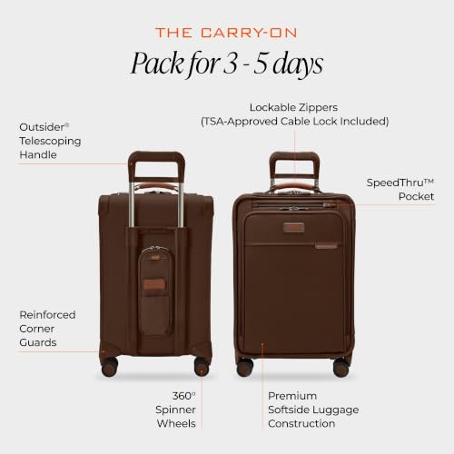Briggs & Riley Baseline Essential 22 Inch Softside Carry-On, Chocolate - color: Chocolate, size: 22" Carry-On