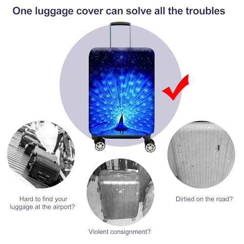 Suitcase Cover 3D Print Design Travel Luggage Protector Trolley Case Cover 22"-24" Sleeve, BluePeacock - color: BluePeacock, size: M(Fits to 22"-24" Trolley Case)