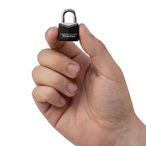 Master Lock 121T Padlock, Covered Aluminum Lock, 3/4 in. W, Black, 1-Pack, 2-Count - size: 2 Count (Pack of 1)