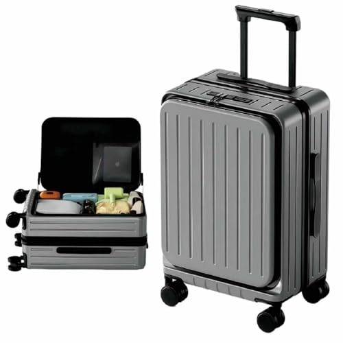 20-Inch Front Opening Hardside Carry On Luggage, Dark Gray - color: Gray, size: 20 Inch Carry-On