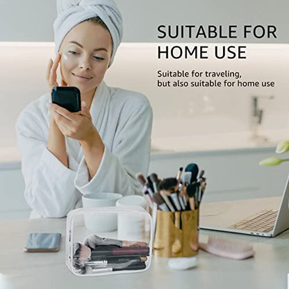 3Pcs Crystal Clear PVC Travel Toiletry Bag Kit for Women Men, Cosmetic Bags - color: 1 Large, 1 Medium, 1 Small-White, size: 3 Piece Set