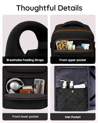 Taygeer Travel Backpack with Shoe Compartment, Work Bag Backpack for Women - color: Black Khaki