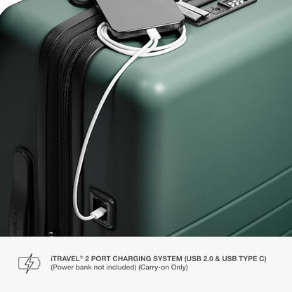 Traveler's Choice Markham Hardside Expandable Luggage with Double Spinner Wheels, Carry-On 22-Inch Suitcase, TSA Lock, Green - color: Green, size: 22-Inch Carry-on