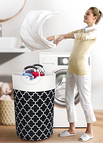 Large Laundry Basket, 115L Tall Collapsible Hamper with Handles, Black - color: Black, size: 115l
