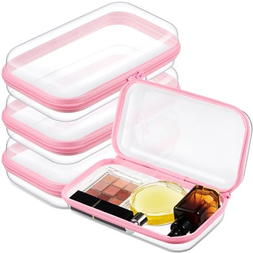 Hoolerry 3 Pcs Clear Hard Zipper Case Plastic Zipper Pouch, Pink, S - color: Pink, size: S