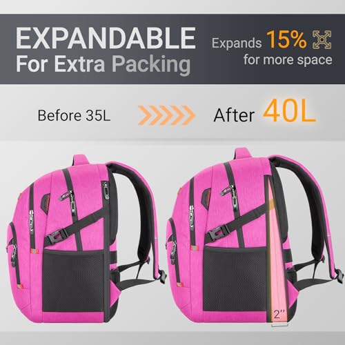 40L Expandable Laptop Travel Backpack With Anti-Theft & Lay-Flat - color: Purple