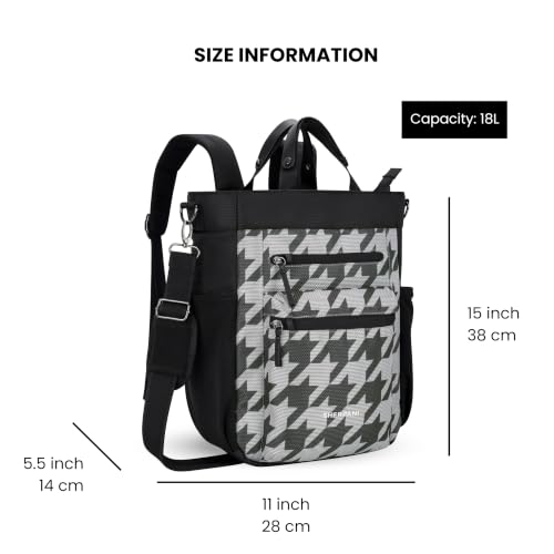 Sherpani Soleil, Anti Theft Convertible Backpack Tote (Grey Houndstooth) - color: Grey Houndstooth