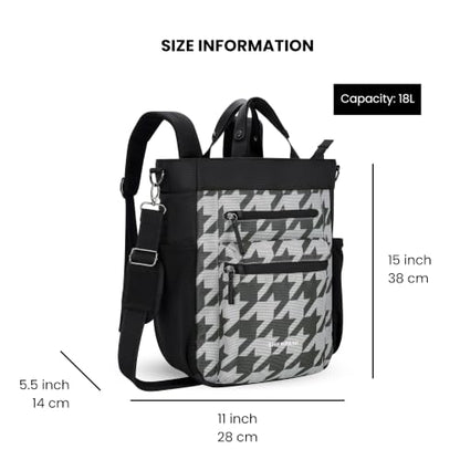 Sherpani Soleil, Anti Theft Convertible Backpack Tote (Grey Houndstooth) - color: Grey Houndstooth