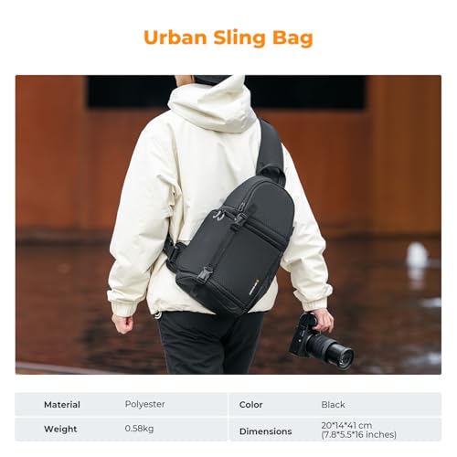 K&F CONCEPT Camera Sling Bag, Compact Crossbody Backpack, 10L - color: Black, size: Medium