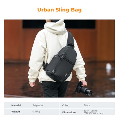 K&F CONCEPT Camera Sling Bag, Compact Crossbody Backpack, 10L - color: Black, size: Medium