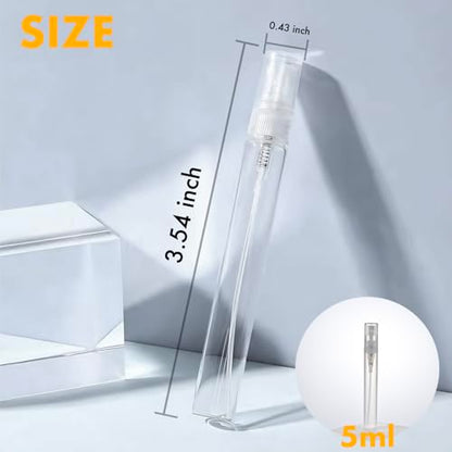 Chiallco Mini Perfume Sample Bottles, 10 Pack 5 ml Plastic Small Perfume Spray Bottle, Fine Mist, Portable Perfume Travel Refillable Bottle, Upgraded atomizer sprayer for perfume, Clear - style: 5ML