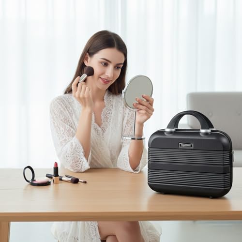 14 Inch Waterproof Hard Shell Travel Makeup Case (Black) - color: H007-Black-14 Inch