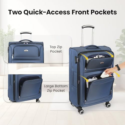 20'' Carry on Luggage,Softside Suitcase,Expandable 15% - color: Blue, size: Carry-On 20-Inch