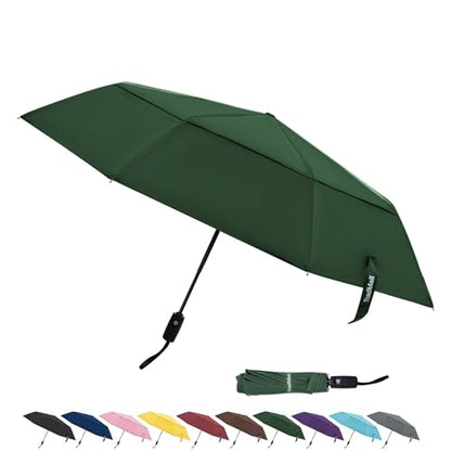 TradMall Travel Umbrella 42/45 Inches Double Vented Canopy - color: Dark Green, size: 45 Inches