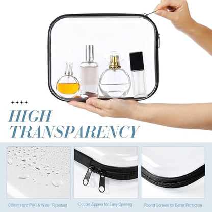 Hoolerry 3 Pcs Clear Hard Zipper Case Plastic Zipper Pouch, Black, M - color: Black, size: M