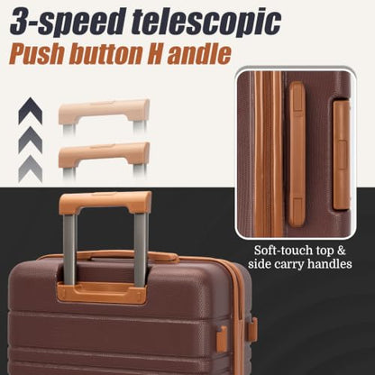 Cosbarn Luggage Sets 5 Piece, Hardshell Suitcase with Spinner Wheels | Durable Suitcase Set , ABS Hard Shell Lightweight Luggage with TSA Lock, Space-Saving Nested, Checked Travel Suitcases - color: Burgundy