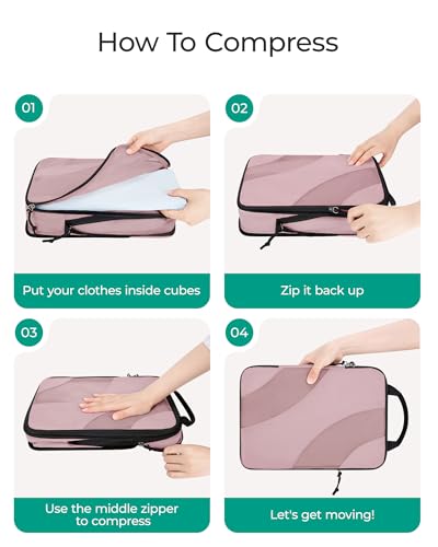 BAGSMART Compression Packing Cubes for Travel - color: Mist Purple, size: Set of 6