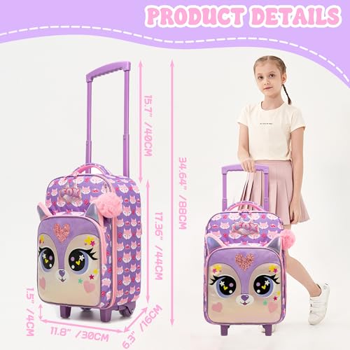 Kids Luggage with Wheels Softside 16" Kids Suitcase for Girls Luggage for Kid Airline Approved & Multi-function Carry Bag 3pcs Set - color: Zihuli