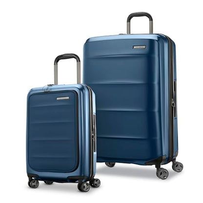 Samsonite 2 Piece Luggage Set with 21/28” Hardside Lightweight Octiv (Carry-On Pro with Front Pocket & Large Checked) Expandable, Four Spinner Wheels, Adjustable Handle, TSA Approved Lock - Blue - color: Blue Denim, size: 2-Piece Set (Pro 21 with Front Po