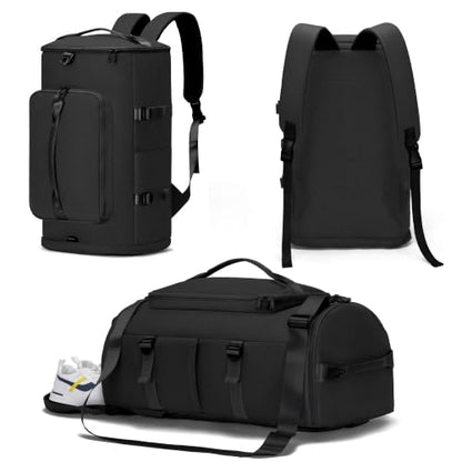 MIYCOO Gym Bag with Shoes Compartment, Duffle Bag, Backpack with Wet Pocket - color: 01#Full Black-Style1