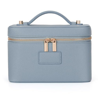 HiTotes Makeup Bag Vanity Case for Women Leather Cosmetic Bag Travel Toiletry Bags Portable Makeup Organizer Case - color: Blue