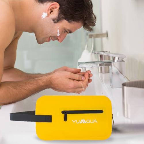 YUMQUA Mens Waterproof Toiletry Bag Dopp Kit for Travel Sport Gym Bathroom - color: Yellow