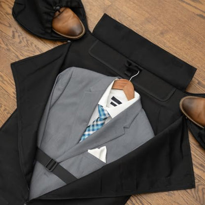 Suit Saver Convertible Hanging Garment Duffle Bag, Custom Embroidered, Blue, Black and Grey, Ballistic Nylon, with Adjustable Shoulder Strap and Separate Shoe Compartment (Grey) - color: Grey