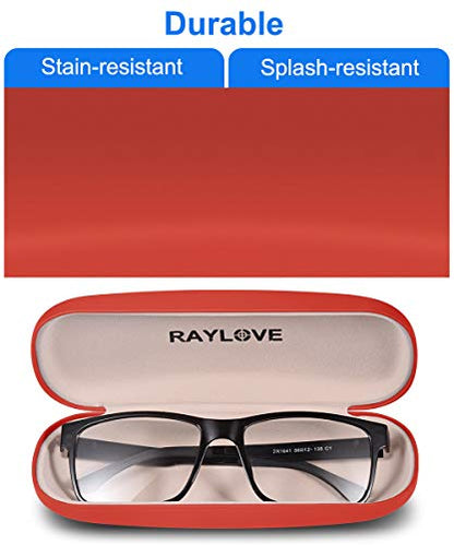 RayLove Unisex Hard Shell Eyeglasses Cases, Protective Case For Glasses - color: Red