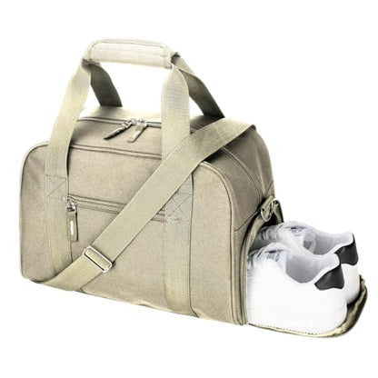 Searock 14 inch Small Gym Bag with Shoe Compartment - color: Khaki, size: 14 x 8 x 10″ (Small)