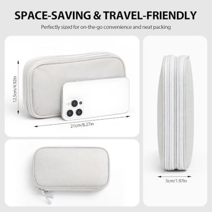Travel Electronics Organizer, Double Layer Cable Bag, Light Gray - color: Light Gray, size: Medium
