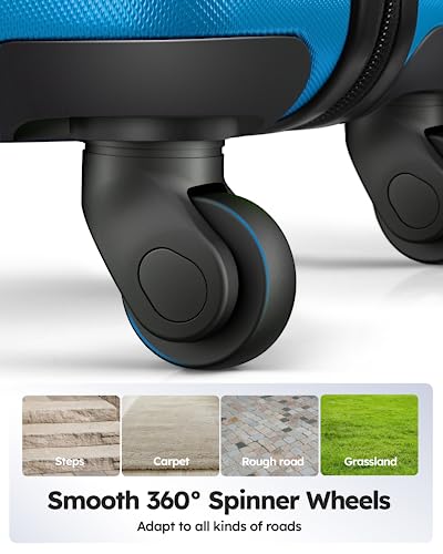 Suitour Luggage 3 Piece Sets Hard Shell Luggage Set with Spinner Wheels, TSA Lock, 20 24 28 inch Travel Suitcase Sets, Cerulean Blue - color: Cerulean Blue, size: 3-Piece Set (20/24/28)