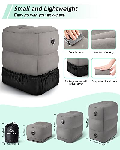 Inflatable Foot Rest Pillow, Kids Airplane Bed, Adjustable 3 Layers Height Leg Rest Pillow, Airplane Travel Essentials Great for Office, Home, Trains, Cars