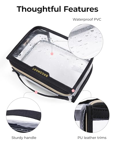 BAGSMART Clear Toiletry Bag for Travel, TSA Approved, 1-Pack, Black - color: Black, size: Pack of 1
