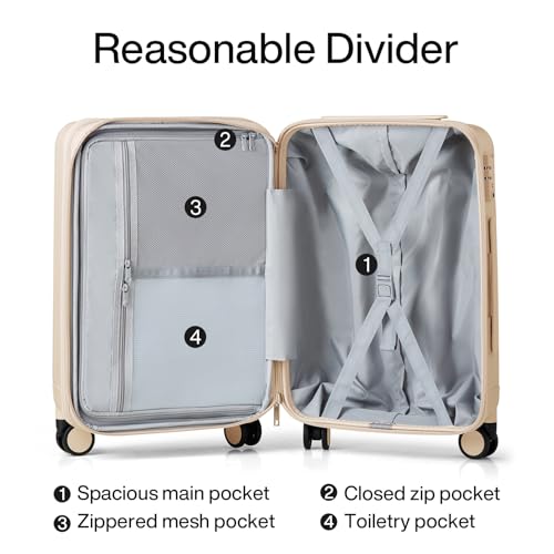 Hanke 20 Inch Expandable Carry on Luggage 22x14x9 Airline Approved - color: Cuba Sand, size: 20 Inch EXT