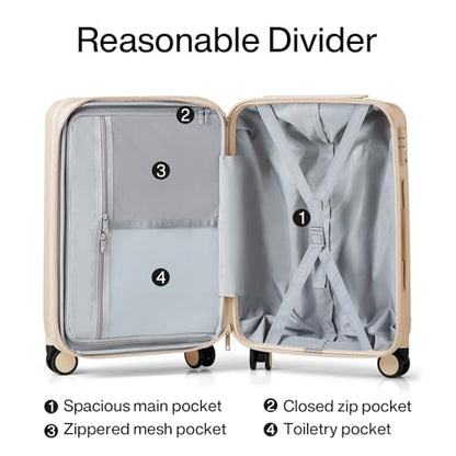 Hanke 20 Inch Expandable Carry on Luggage 22x14x9 Airline Approved - color: Cuba Sand, size: 20 Inch EXT