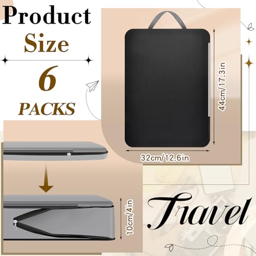 Hosuly 6 Pcs Compression Packing Cubes, 17.3 x 12.6'', Black, Gray, Beige - color: Black, Gray, Beige