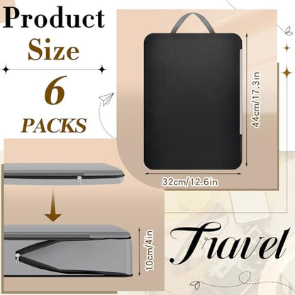 Hosuly 6 Pcs Compression Packing Cubes, 17.3 x 12.6'', Black, Gray, Beige - color: Black, Gray, Beige