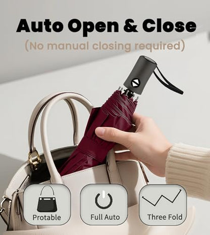 MRTLLOA Travel Essentials Mini/Compact Umbrella for Purse - color: Burgundy, size: 42 Inch