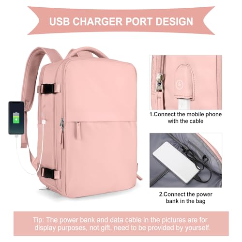 coowoz Carry On Backpack Women Men Travel Backpack Airline Approved Laptop Backpack Sport Rucksack - color: B-pink